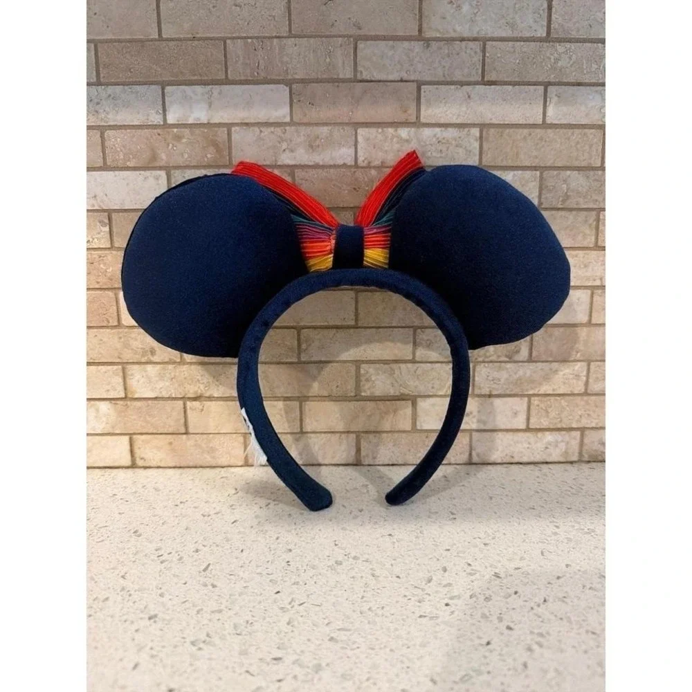 Disney Rainbow Rhinestone Minnie Ears‎ Headband Bow